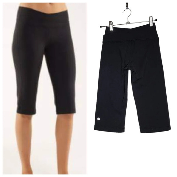 Lululemon Astro Crop black long 14" shorts, black size 2. - Picture 1 of 16